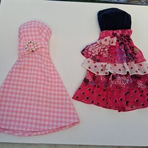 2 Dresses for 28" Barbie Doll,  Pink Gingham and Tiered Floral.  NO Doll.
